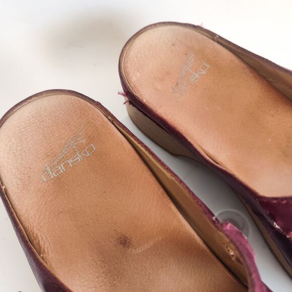 Dansko Mary Janes Clogs Slides Comfort Shoes Size 39 8.5 - 9 Leather Red Britney - Picture 9 of 12
